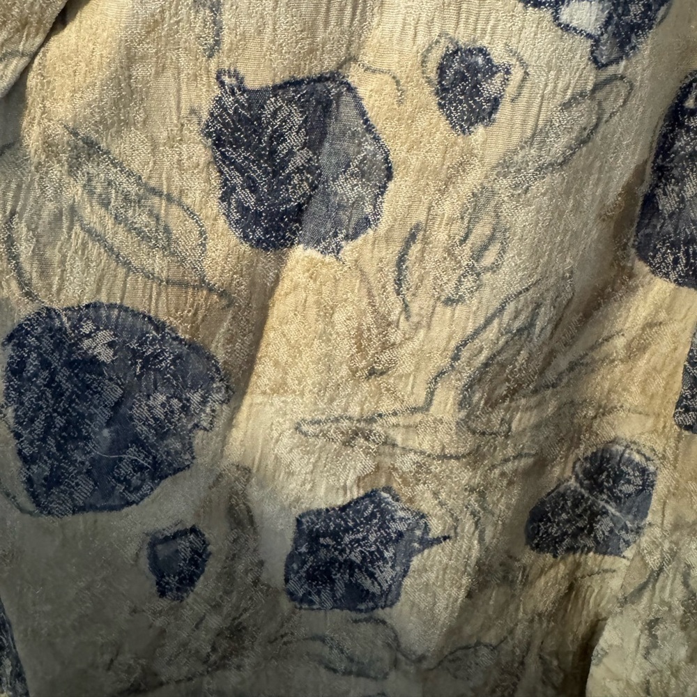 VTG 90’s San Moire Lightweight Blazer Oversized Cream Blue Floral Print Neutral - Picture 9 of 15